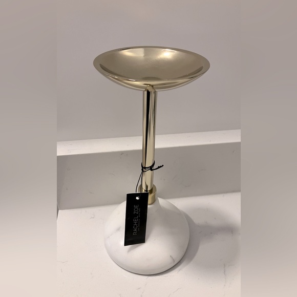 Rachel Zoe Marble & Gold Candle Holder NWT Elegant Pillar Tray Decor 🕯️ - Picture 1 of 7